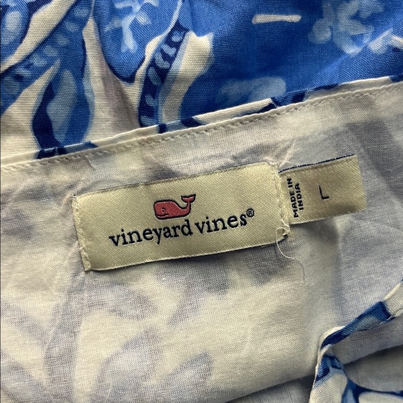 Vineyard Vines Tide Blue Floral Print Sleeveless Ruffle Hem Midi Dress - Picture 15 of 16